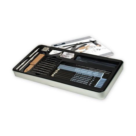 Zestaw do szkicowania R&L Essentials ołówki + węgiel + grafit + wiszery + gumki + temperówka - 2